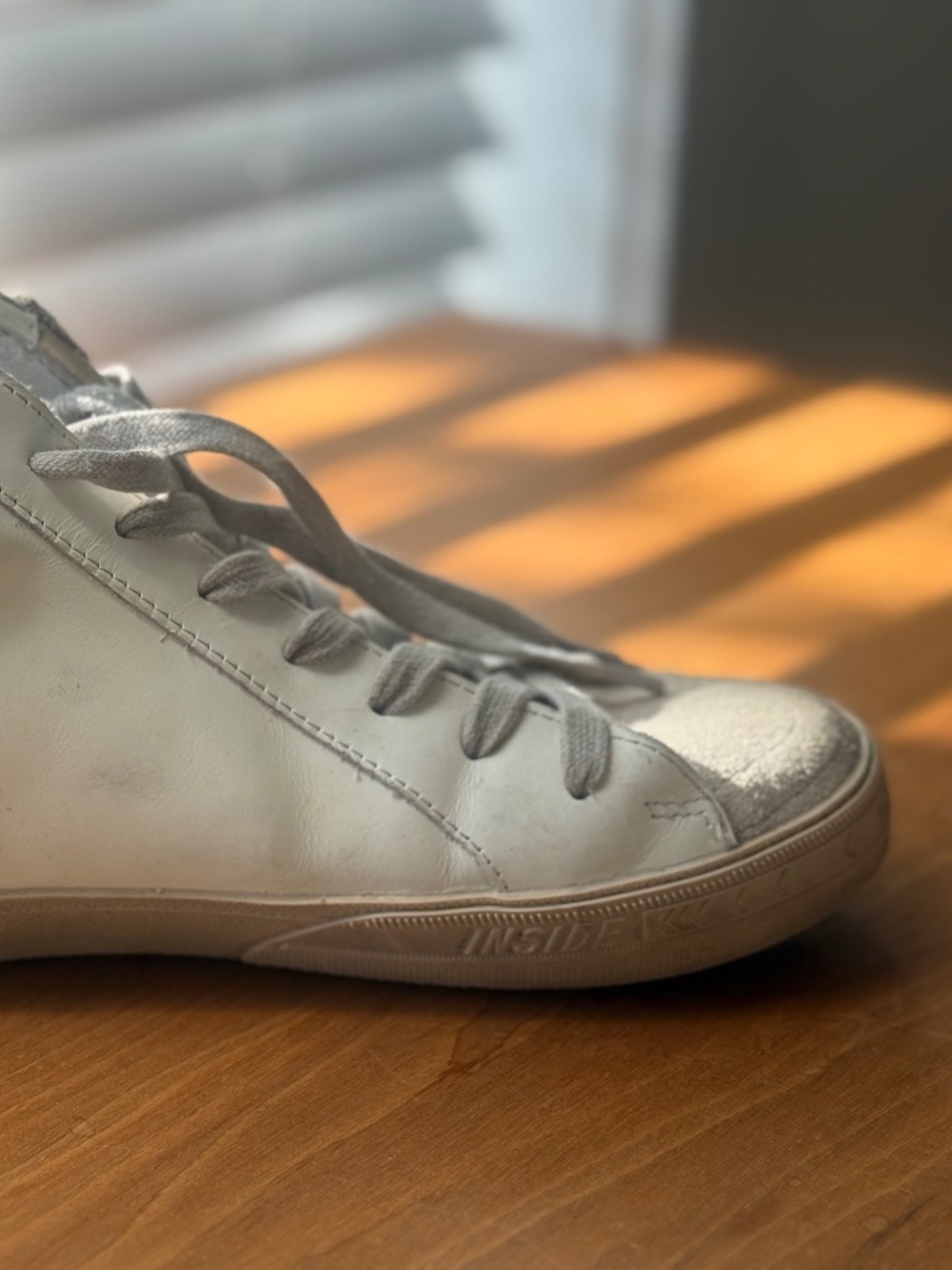 Golden Goose High Top Slide Women 38 Ivory Ecru Leather Distressed Suede GGDB - Picture 7 of 15